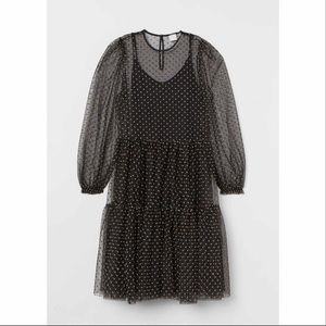 H&M Puff Sleeve Sheer Polka Dot Dress